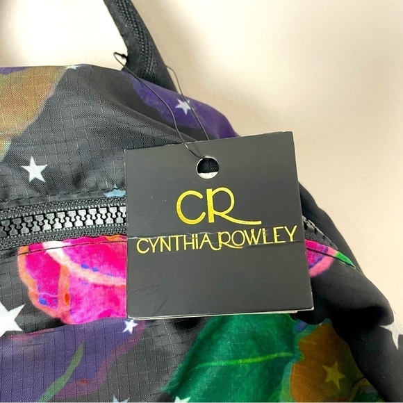 Cynthia Rowley Floral & Star Print Backpack Black NWT - Picture 2 of 10